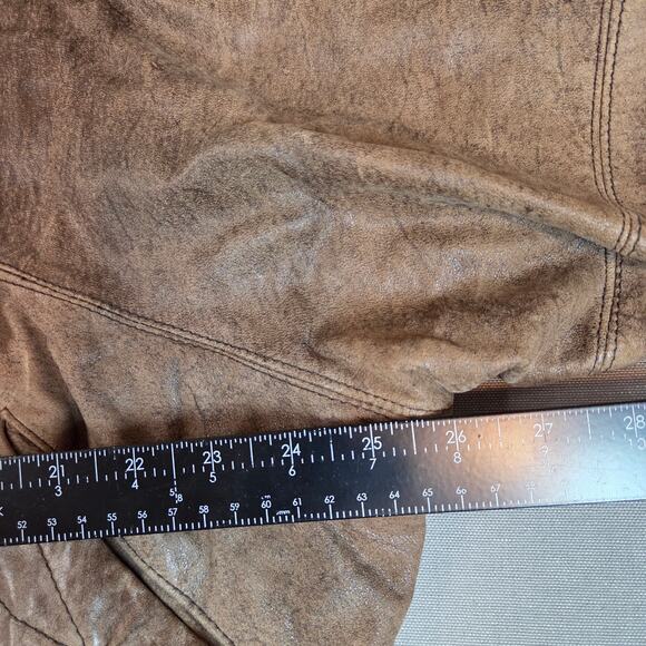 Vintage 1980s Adventure Bound Originals Brown Leather Bomber Jacket XL - Picture 13 of 15